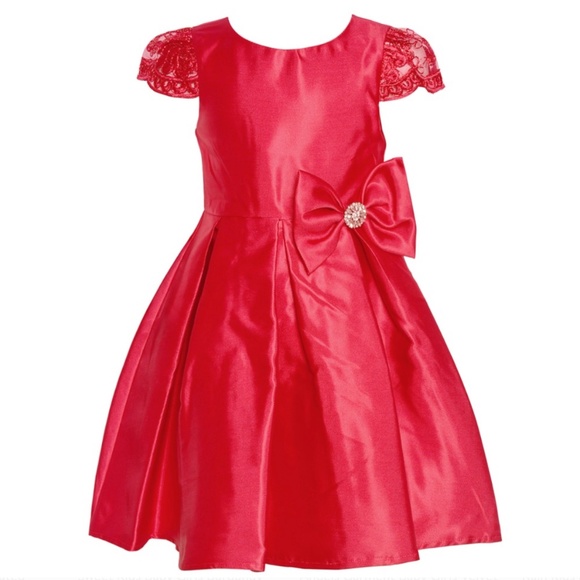 NEW 2 piece Rare Editions Baby Red Mikado Bow Holiday Dress, Size 12M 12 - Picture 8 of 17